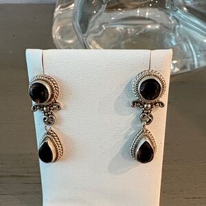 Elegant Sterling Silver and Black  Earrings